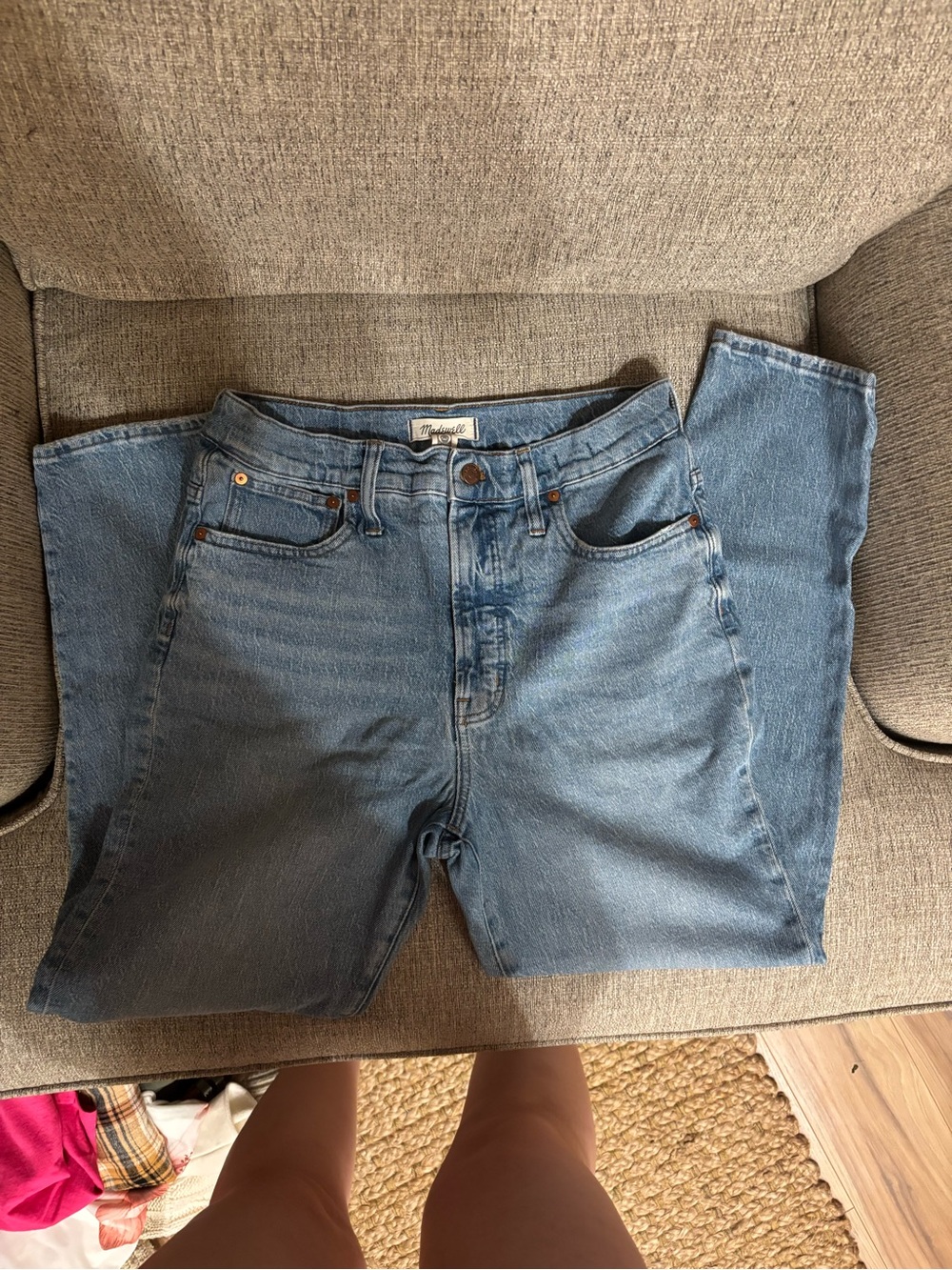Madewell Straight Leg Jeans in Light Blue Wash